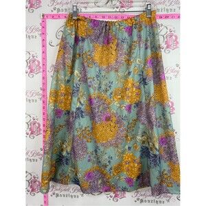 Skirt midi Women’s Floral Midi Skirt with Mustard & Purple Accents